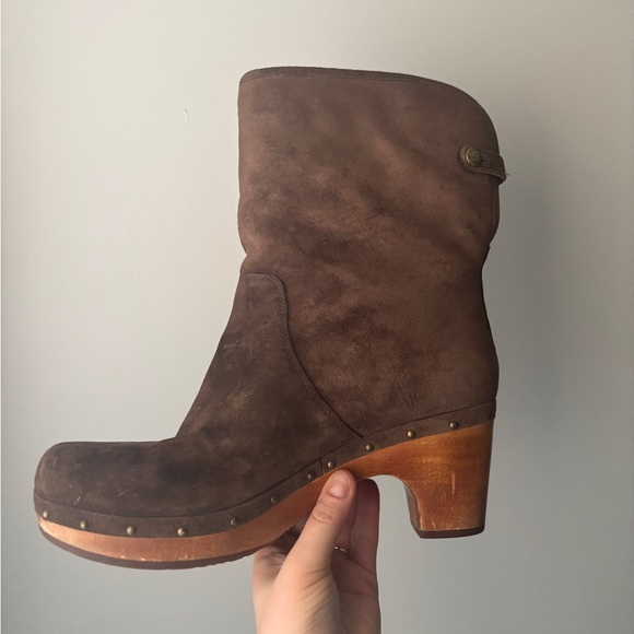 UGG Women's Lynnea Shearling Ankle Clog Boots Sheepskin Fold-Over Lining Size 10 - Picture 6 of 16